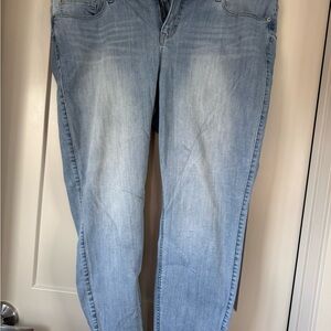 Torrid Black Label with Pink Text on Light Blue Denim